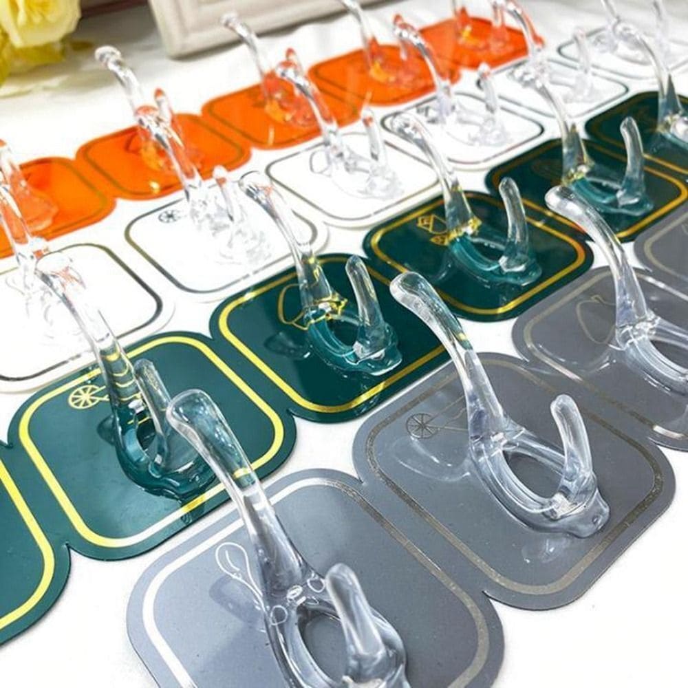 Six Hook Sticky Hanger, Multipurpose Wall Hooks, Transparent Plastic Duty Wall Hook for Kitchen Bathroom Office Storage, Wall Mounted Towel Hanger Six Hook Sticky Hanger, Multipurpose Wall Hooks, Transparent Plastic Duty Wall Hook for Kitchen Bathroom Office Storage, Wall Mounted Towel Hanger